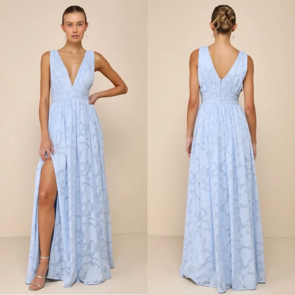 NWT Sweet Sophistication Light Blue Burnout Floral Maxi Dress